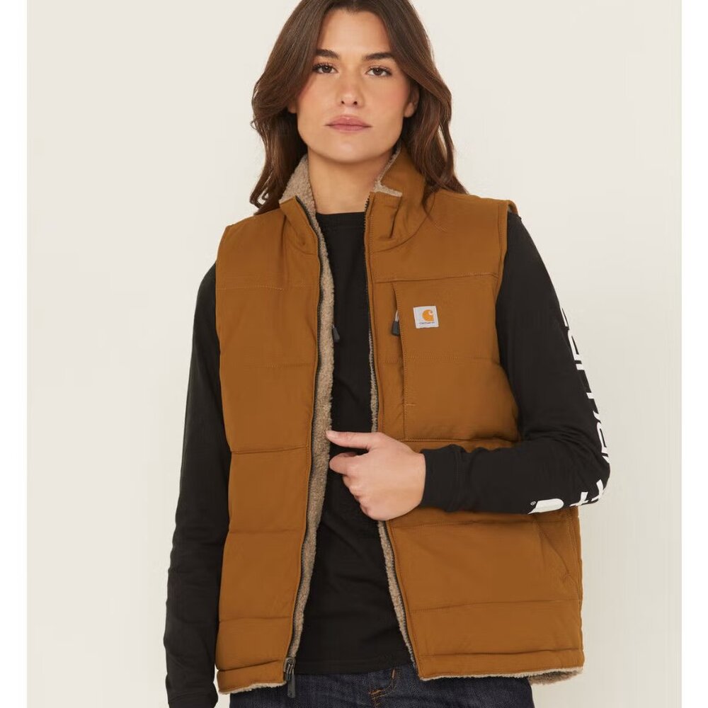 Women's Carhartt Reversible Relaxed Fit Vest NWT - Oak Brown